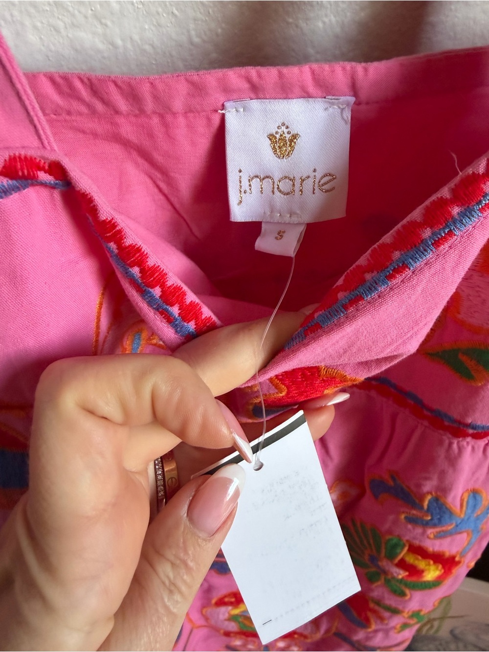 NWT J.Marie HOT PINK EMBROIDERED LANDON MIDI DRESS Sz S - Picture 10 of 13